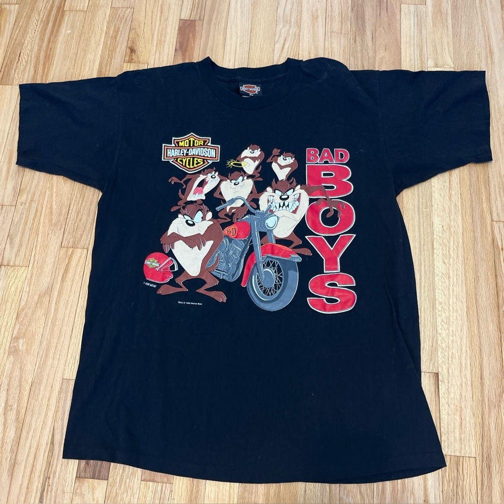 Vintage Harley Davidson Shirt 1993 Taz Bad Boys XL Fun Wear Single Stitch